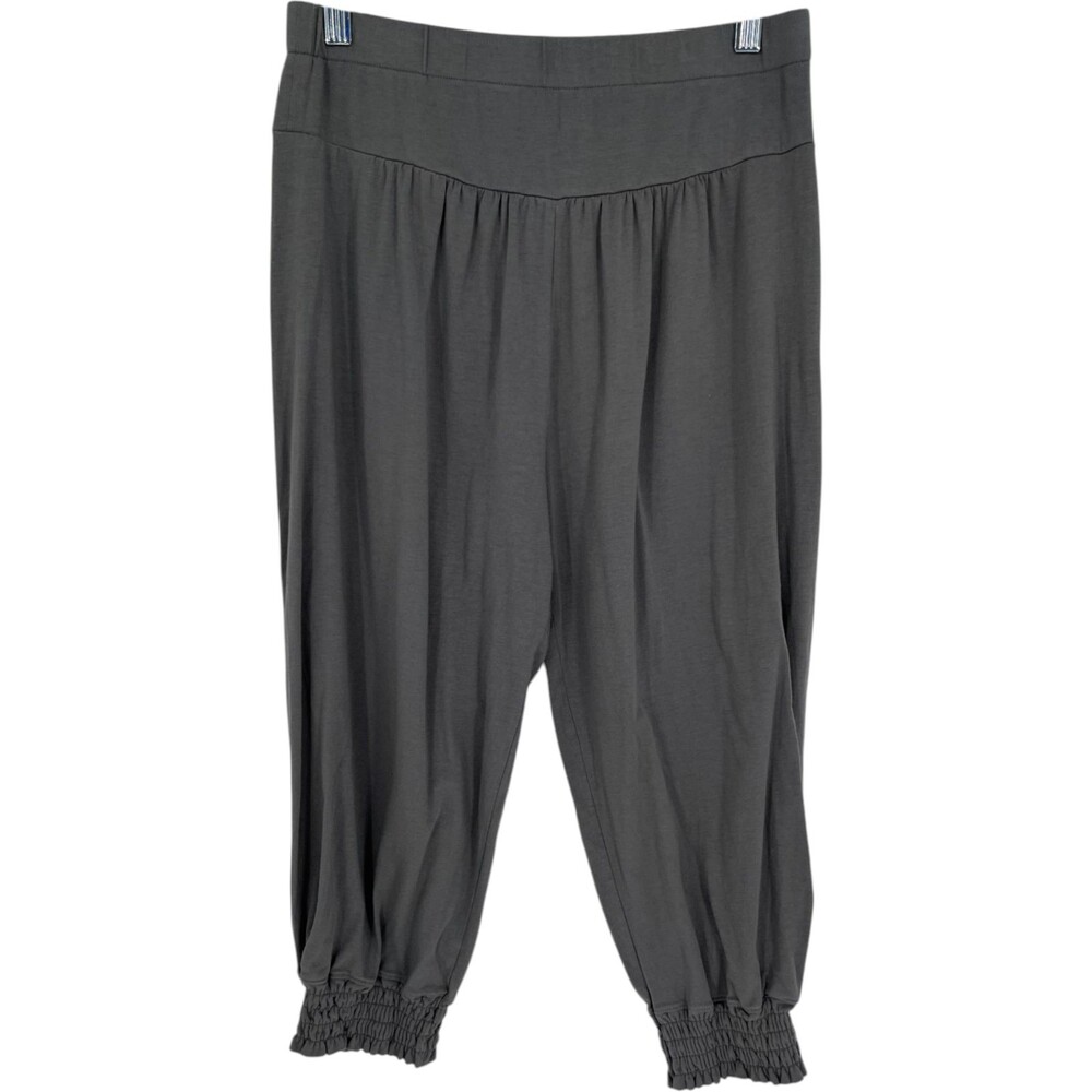 Zinni by Garnet Hill Pants Women's Size Small Gray Smocked Cropped Boho Yoga